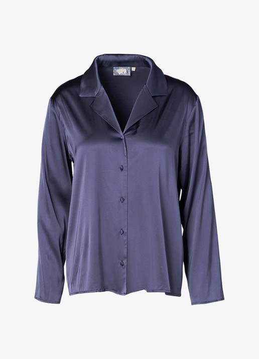Essenza Elodie loungetop met glanzende finish - voorkant 3 donkerblauw