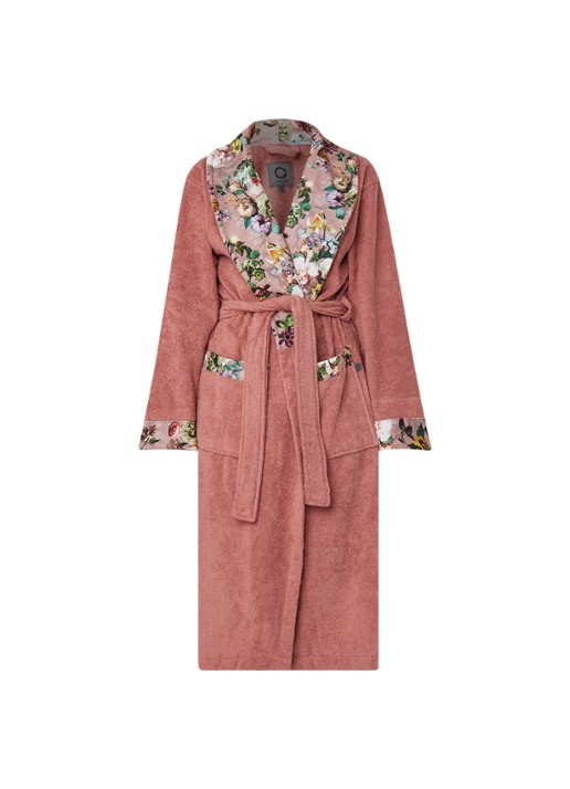 Essenza Fleur badjas met contrastvoering en bloemenprint - voorkant 3 roze