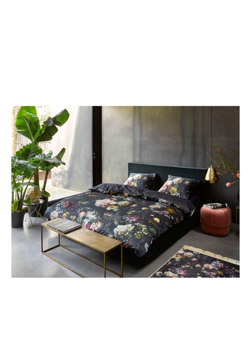 Essenza Fleur katoensatijn dekbedovertrekset- inclusief kussenslopen - detail 5 donkerblauw