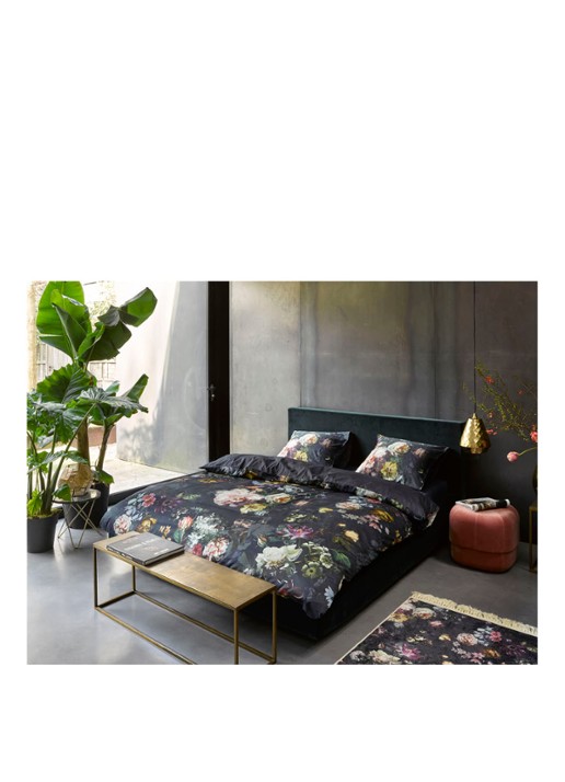 Essenza Fleur vloerkleed met bloemenprint 60 x 90 cm - voorkant 3 donkerblauw