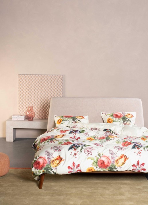 Essenza Florea dekbedovertrek van katoensatijn 220TC - inclusief kussensloop - voorkant 5 vanillegeel