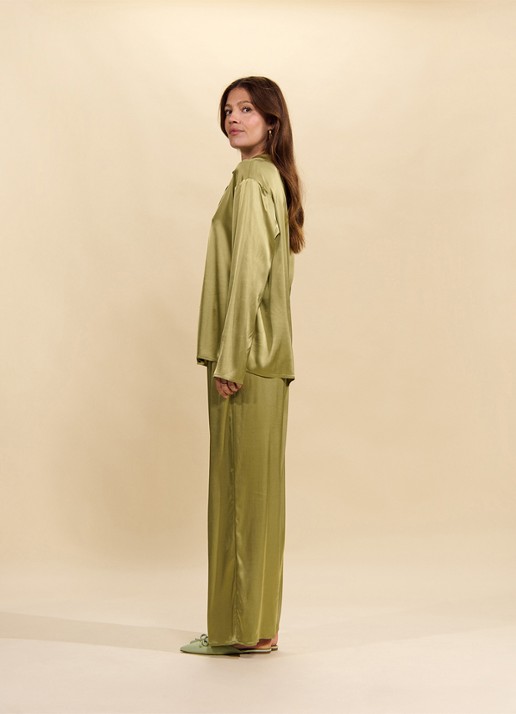 Essenza Ida loungebroek met glanzende finish - detail 4 groen