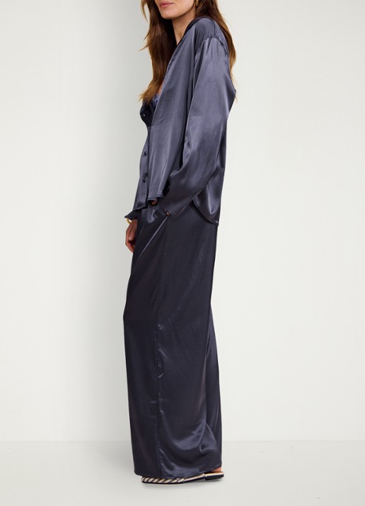 Essenza Ida loungebroek met glanzende finish - achterkant 8 donkerblauw