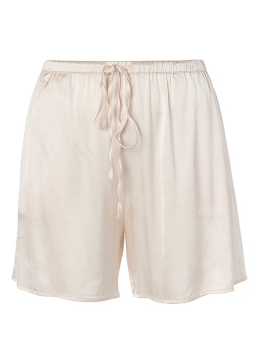 Essenza Ida pyjamashorts van satijn - voorkant vanillegeel