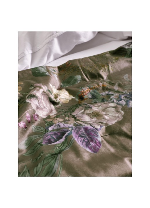 Essenza Isabelle plaid met bloemenprint 170 x 135 cm - detail 3 donkerbruin