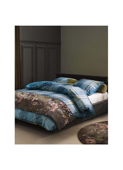 Essenza Isabelle plaid met bloemenprint 170 x 135 cm - voorkant 2 donkerbruin