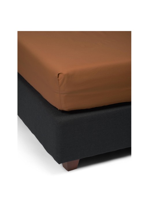 Essenza Minte hoeslaken van katoensatijn 300TC, hoekhoogte 35 cm - achterkant 4 oranjebruin