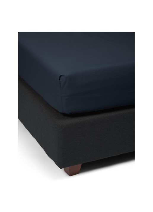Essenza Minte hoeslaken van katoensatijn 300TC, hoekhoogte 35 cm - achterkant 5 donkerblauw