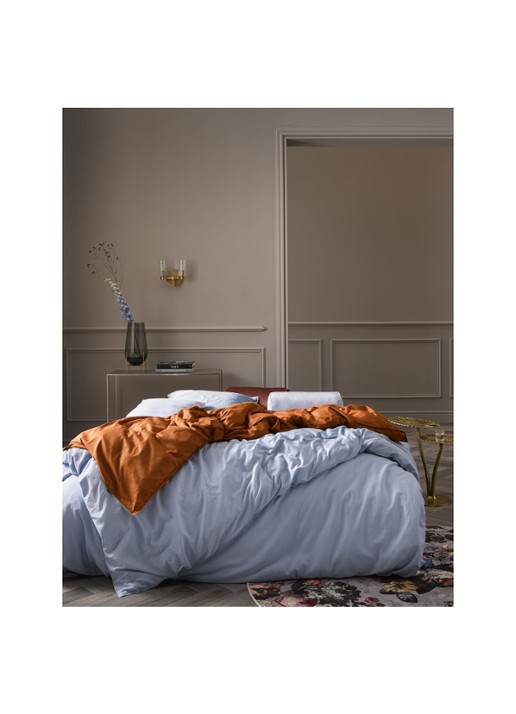 Essenza Premium Collection Minte katoensatijn dekbedovertrekset 300TC - inclusief kussenslopen - voorkant 2 lichtblauw