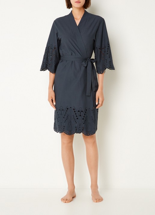 Essenza Sarai Tilia kimono met broderie - detail 4 donkerblauw