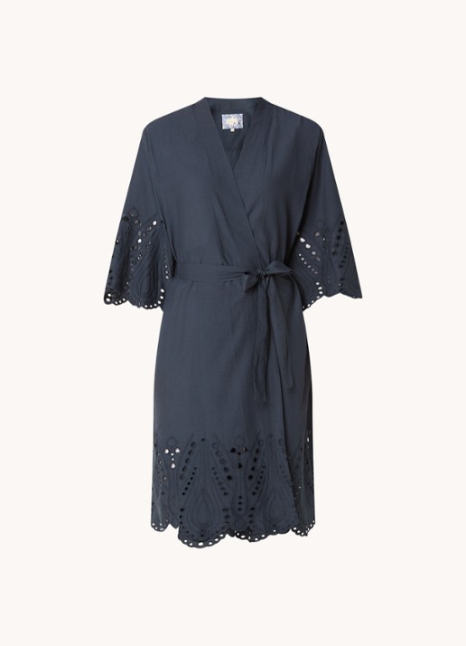 Essenza Sarai Tilia kimono met broderie - voorkant 2 donkerblauw