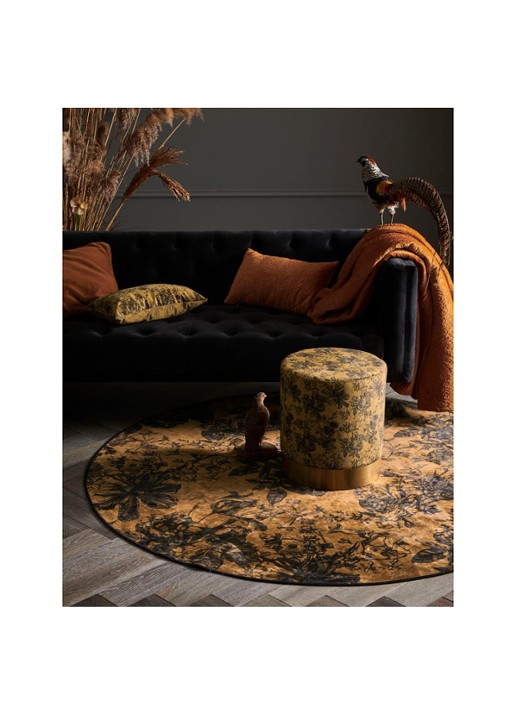 Essenza Vivienne vloerkleed met bloemenprint 90 cm - voorkant 2 okergeel
