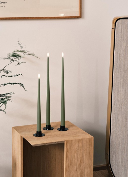 ester & erik LED-kaars 30 cm set van 2 - voorkant 2 groen