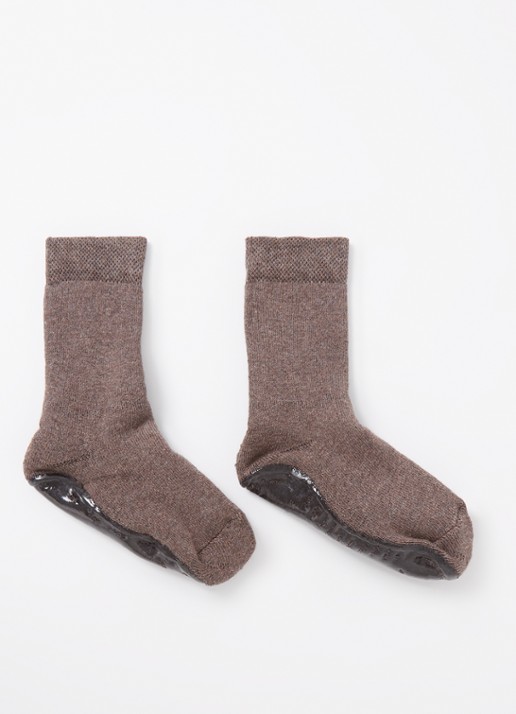 Ewers Huissokken in katoenblend met anti-slip 2-pack - voorkant lichtbruin