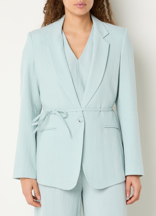 Expresso Blazer in linnenblend met strikceintuur en paspelzakken
