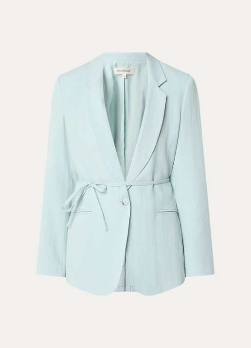 Expresso Blazer in linnenblend met strikceintuur en paspelzakken - voorkant 2 mint