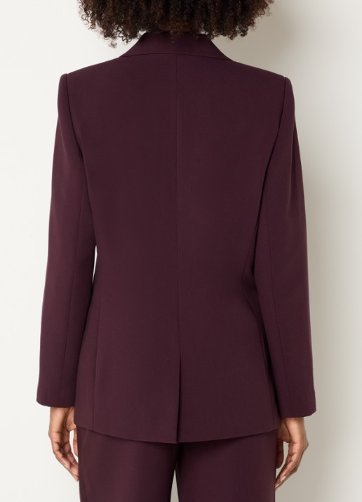 Expresso Blazer met paspelzakken en schoudervulling - achterkant 4 aubergine