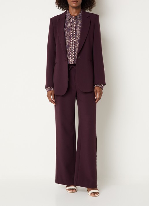 Expresso Blazer met paspelzakken en schoudervulling - voorkant 3 aubergine