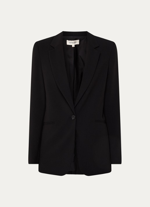 Expresso Blazer met paspelzakken en stretch - voorkant 3 zwart
