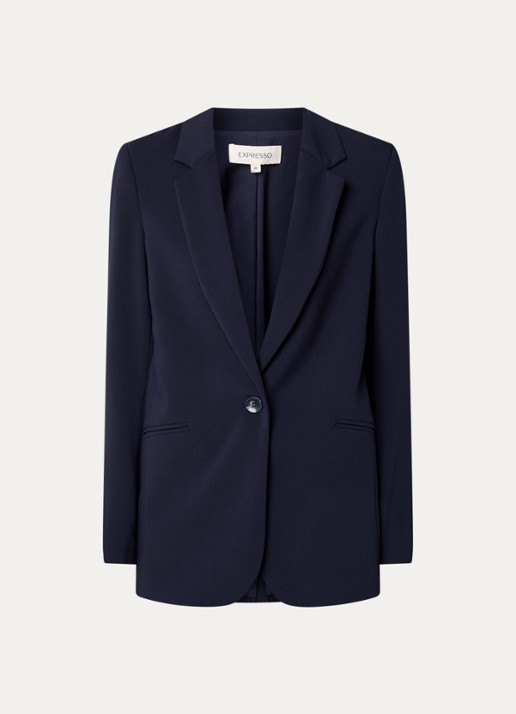 Expresso Blazer met paspelzakken en stretch - voorkant 3 donkerblauw