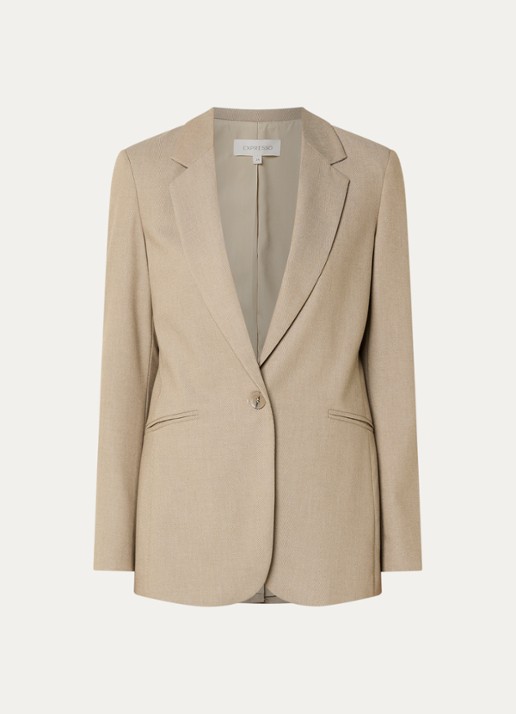 Expresso Blazer met paspelzakken - voorkant 3 khaki