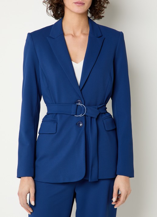 Expresso Blazer met strikceintuur en klepzakken