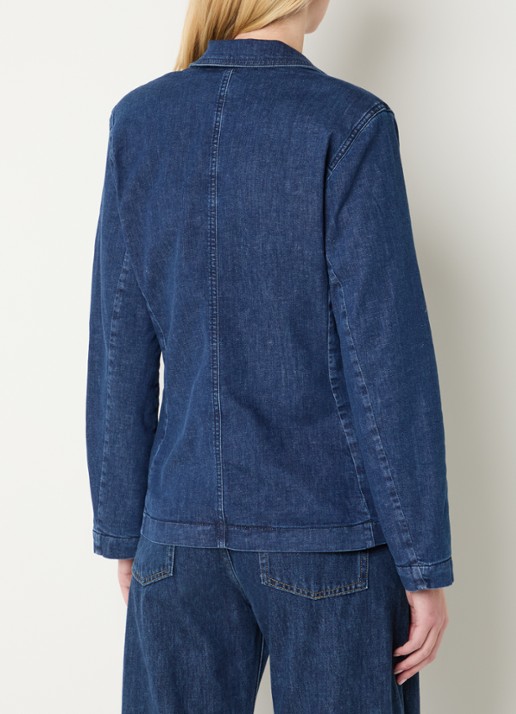 Expresso Blazer van chambray met klepzakken - achterkant indigo