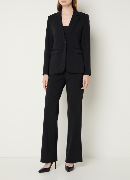 Expresso Blazer van travelstof met klepzakken en stretch - voorkant 2 zwart