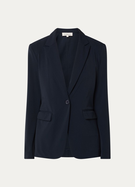 Expresso Blazer van travelstof met klepzakken en stretch - voorkant 2 donkerblauw