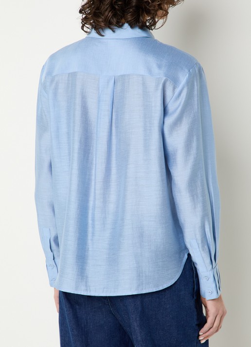 Expresso Blouse in linnenblend - achterkant 2 lichtblauw
