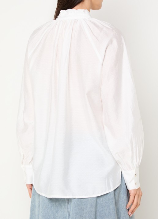 Expresso Blouse met ballonmouw en opstaande kraag - achterkant 4 wit