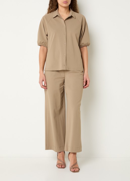 Expresso Blouse met ballonmouw - voorkant 3 roestbruin