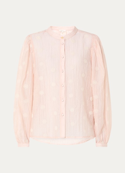 Expresso Blouse met borduring - voorkant 3 lichtroze