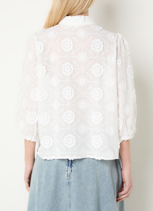 Expresso Blouse met borduring - achterkant 2 wit