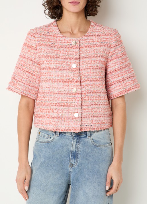 Expresso Cropped blazer met lurex