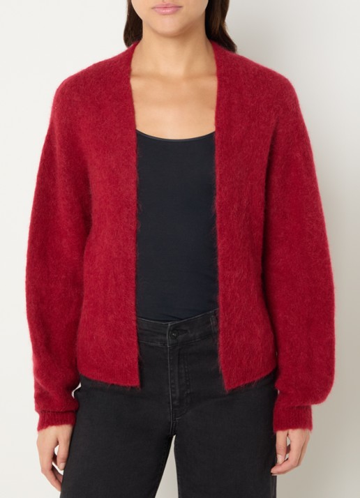 Expresso Fijngebreid openvallend vest in alpaca wolblend