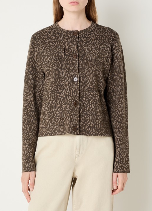 Expresso Fijngebreid vest met panterprint