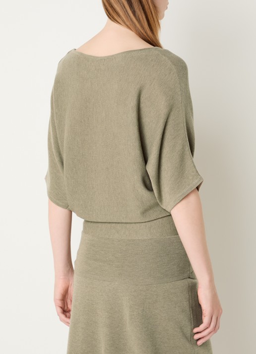 Expresso Fijngebreide pullover in wolblend met strikceintuur - achterkant 2 beige