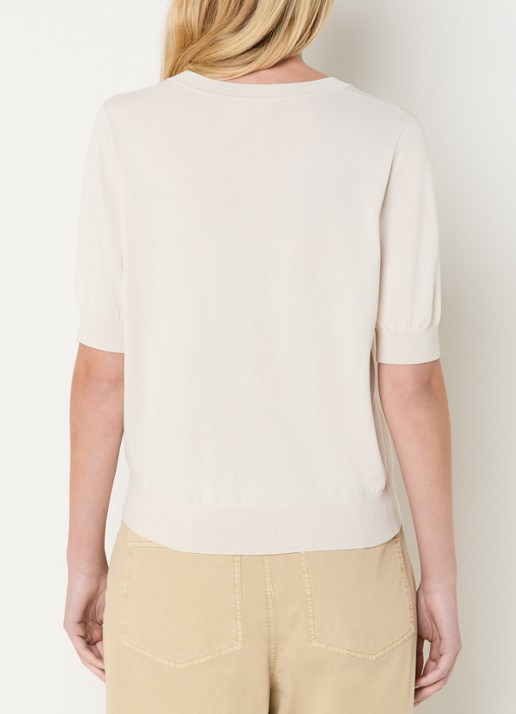 Expresso Fijngebreide top met ronde hals - achterkant 4 beige