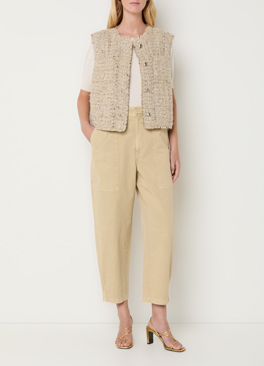 Expresso Gilet met lurex en borstzakken - voorkant 2 beige
