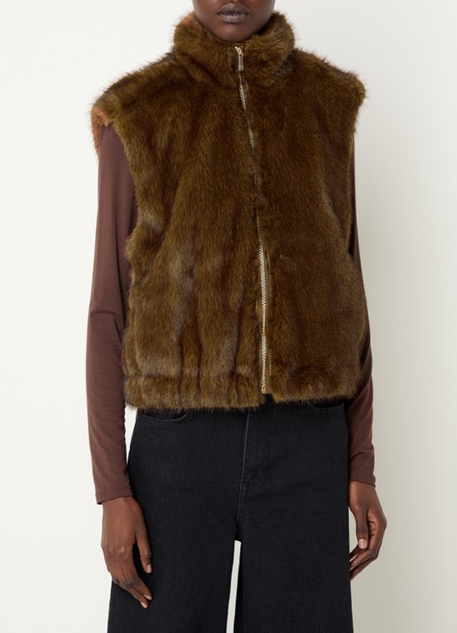 Expresso Gilet van imitatiebont met opstaande kraag