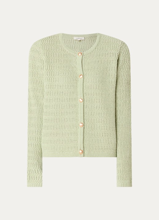 Expresso Grofgebreid vest met pailletten - voorkant lichtgroen