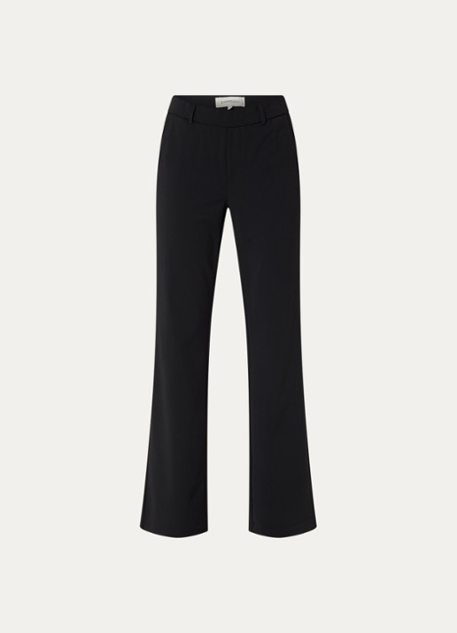 Expresso High waist bootcut fit pantalon van travelstof - voorkant 2 zwart