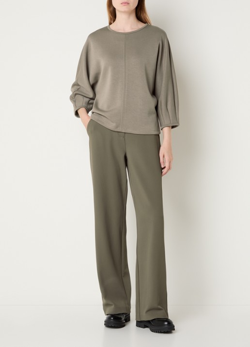 Expresso High waist flared fit broek met steekzakken - voorkant 3 zand