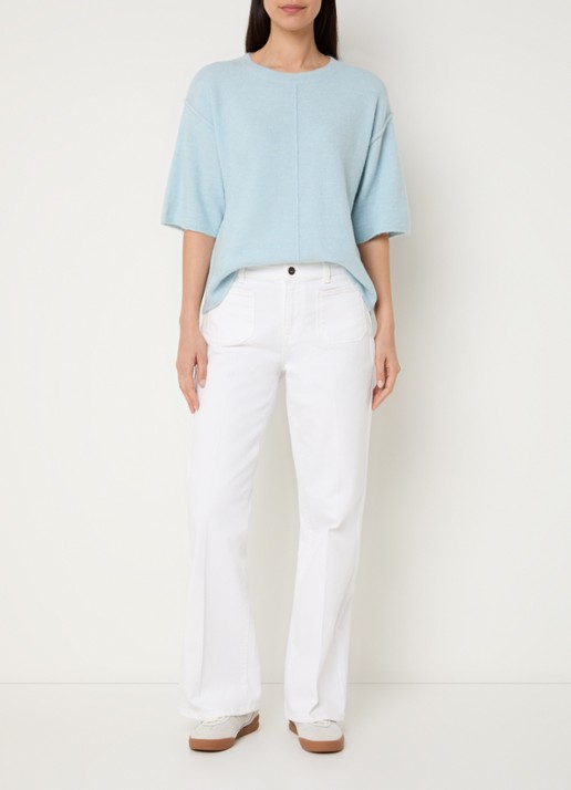 Expresso High waist flared fit chino met steekzakken - voorkant 3 gebroken wit