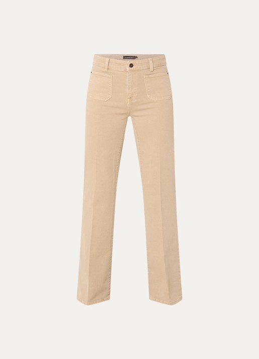 Expresso High waist flared fit chino met steekzakken - voorkant beige
