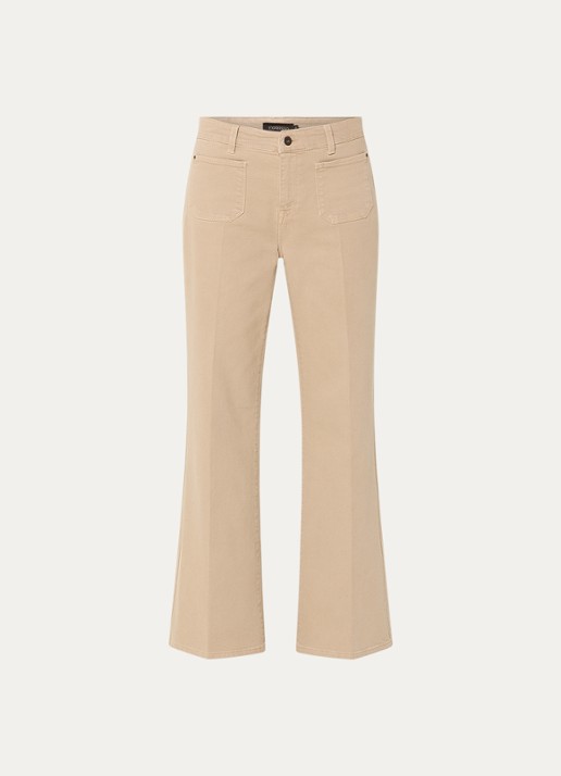 Expresso High waist flared fit chino met steekzakken - voorkant 3 beige