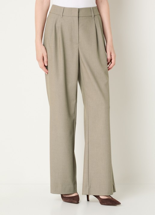 Expresso High waist flared fit pantalon met steekzakken - detail 4 donkerbeige