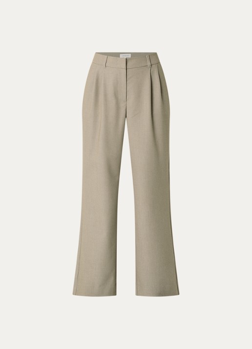 Expresso High waist flared fit pantalon met steekzakken - voorkant 2 donkerbeige