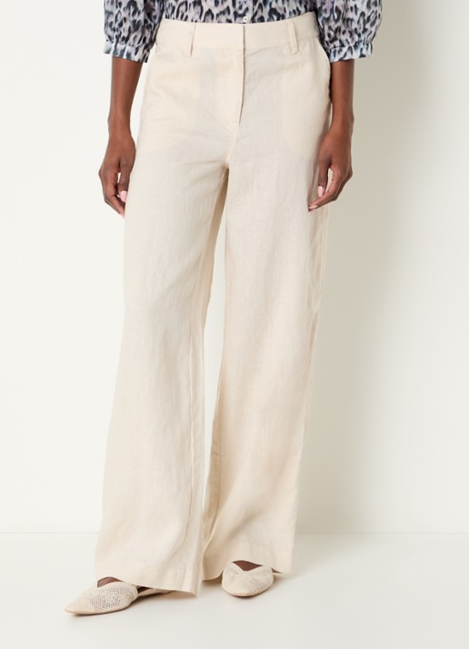 Expresso High waist loose fit broek van linnen met steekzakken